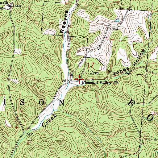 Topographic Map of Pleasant Valley Church, OH