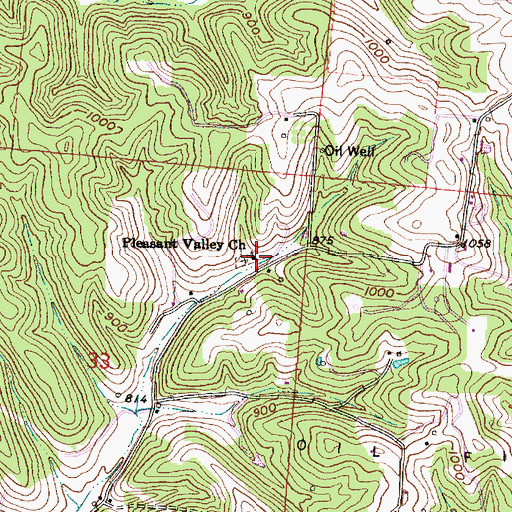 Topographic Map of Pleasant Valley Church, OH