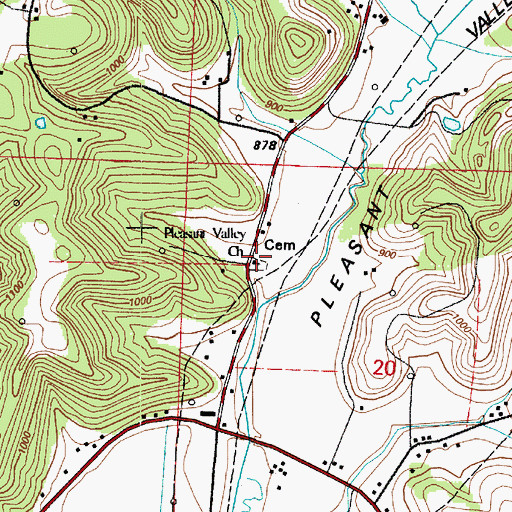 Topographic Map of Pleasant Valley Church, OH
