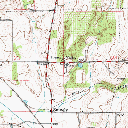 Topographic Map of Pleasant Valley Church, OH