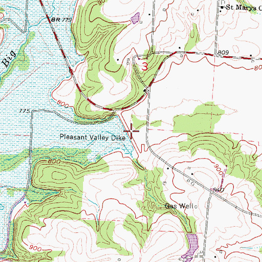 Topographic Map of Pleasant Valley Dike, OH