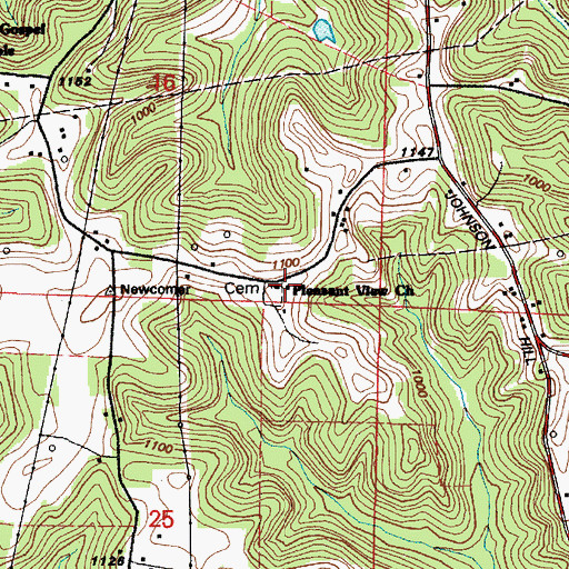 Topographic Map of Pleasant View Church, OH