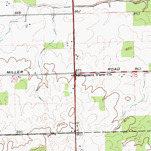 Topographic Map of Pleasant View Church, OH