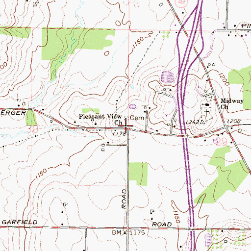 Topographic Map of Pleasant View Church, OH
