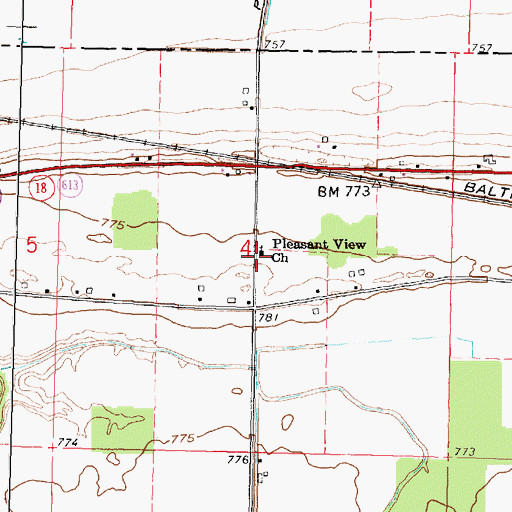 Topographic Map of Pleasant View Church, OH