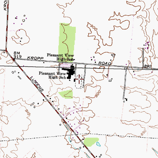 Topographic Map of Pleasant View High School, OH