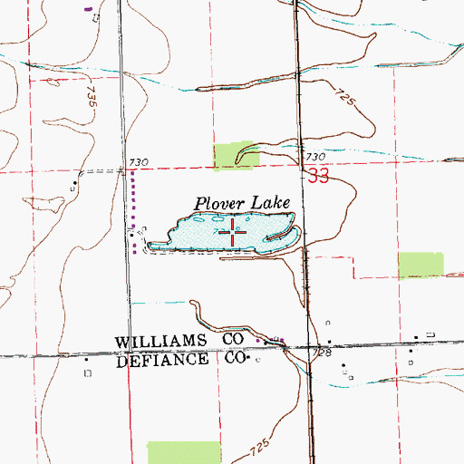 Topographic Map of Plower Lake, OH