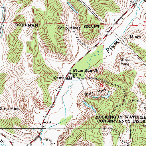 Topographic Map of Plum Run Methodist Church, OH