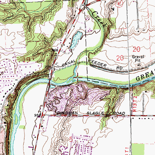 Topographic Map of Plum Creek, OH