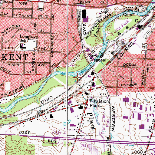 Topographic Map of Plum Creek, OH