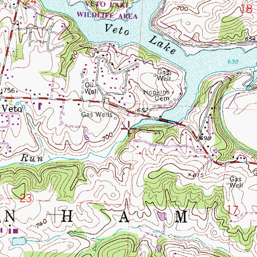 Topographic Map of Plum Run, OH