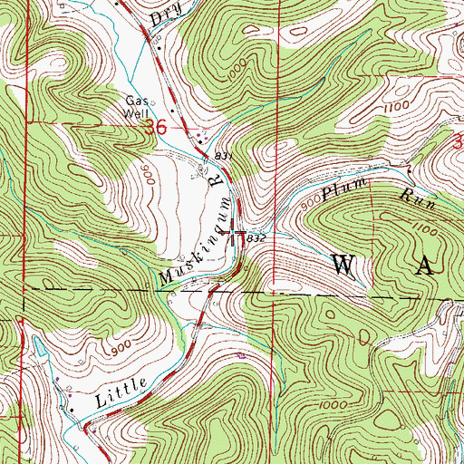 Topographic Map of Plum Run, OH