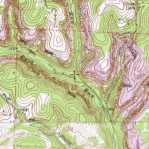 Topographic Map of Plum Run, OH