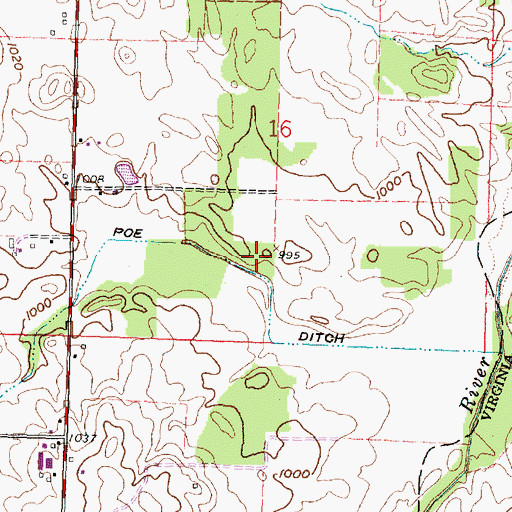 Topographic Map of Poe Ditch, OH