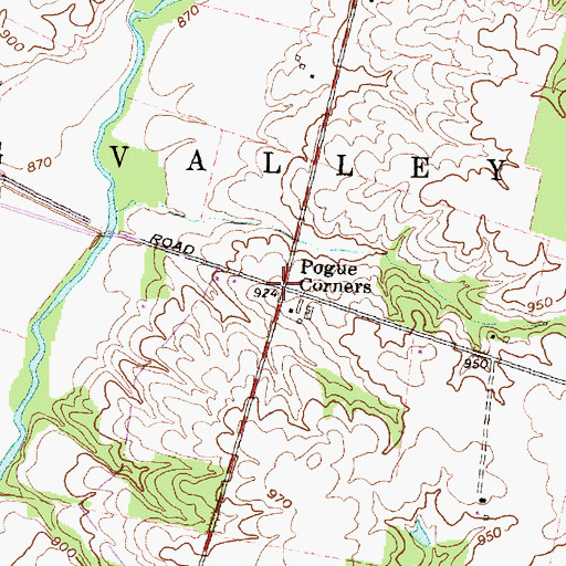 Topographic Map of Pogue Corners, OH
