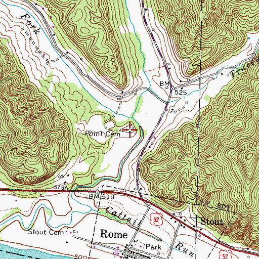 Topographic Map of Point Cemetery, OH