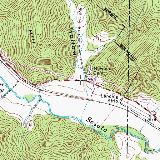 Topographic Map of Poker Hollow, OH