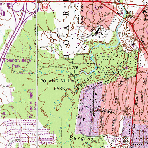 Topographic Map of Poland Village Park, OH