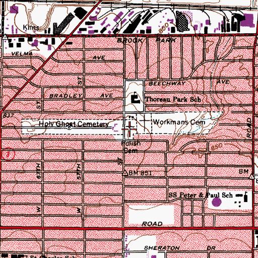 Topographic Map of Polish Cemetery, OH