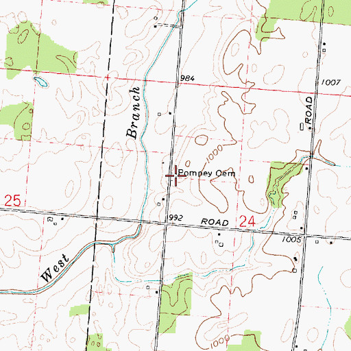 Topographic Map of Pompey Cemetery, OH