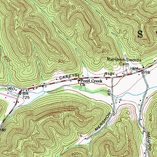 Topographic Map of Pond Creek Church, OH