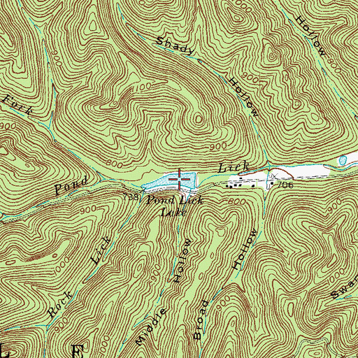 Topographic Map of Pond Lick Lake, OH