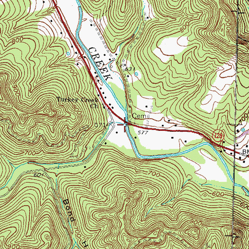 Topographic Map of Pond Lick Run, OH