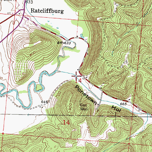 Topographic Map of Ponetown Hollow, OH