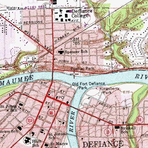 Topographic Map of Pontiac Park, OH