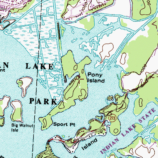Topographic Map of Pony Island, OH