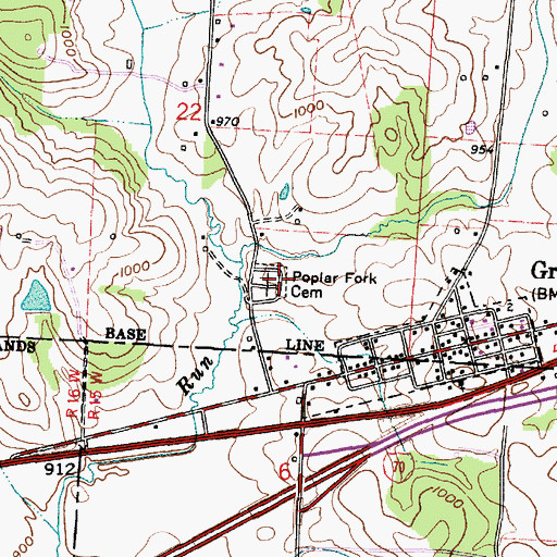 Topographic Map of Poplar Fork Cemetery, OH