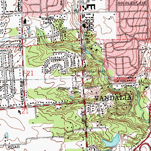 Topographic Map of Poplar Hill Cemetery, OH