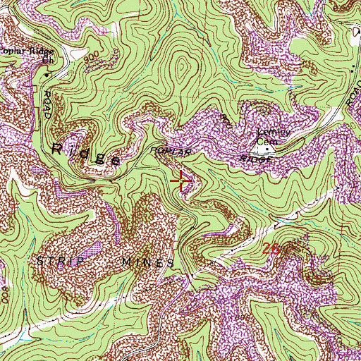 Topographic Map of Poplar Ridge, OH