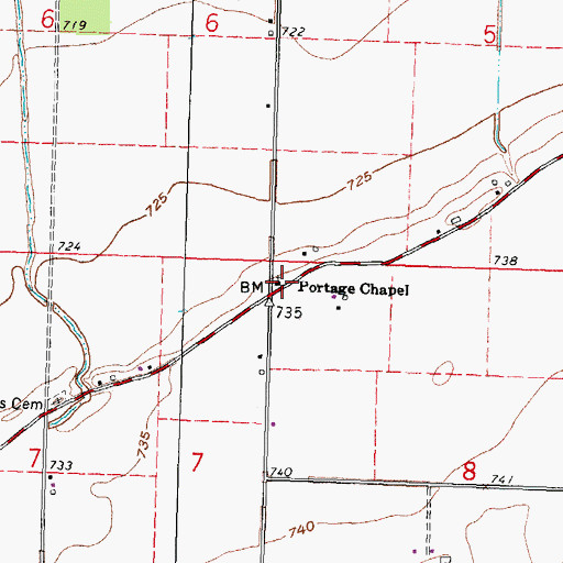 Topographic Map of Portage Chapel, OH