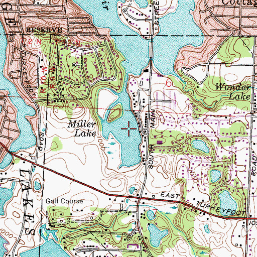 Topographic Map of Portage Lakes, OH