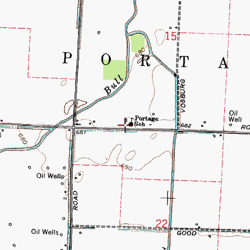 Topographic Map of Portage School, OH
