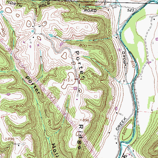 Topographic Map of Porter Ridge, OH