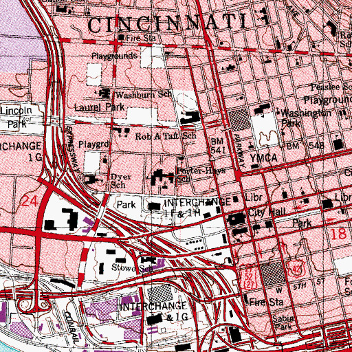 Topographic Map of Porter-Hays School, OH