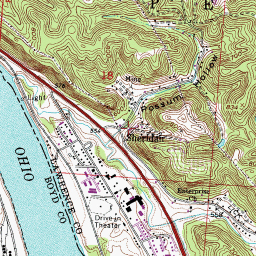 Topographic Map of Possum Hollow, OH