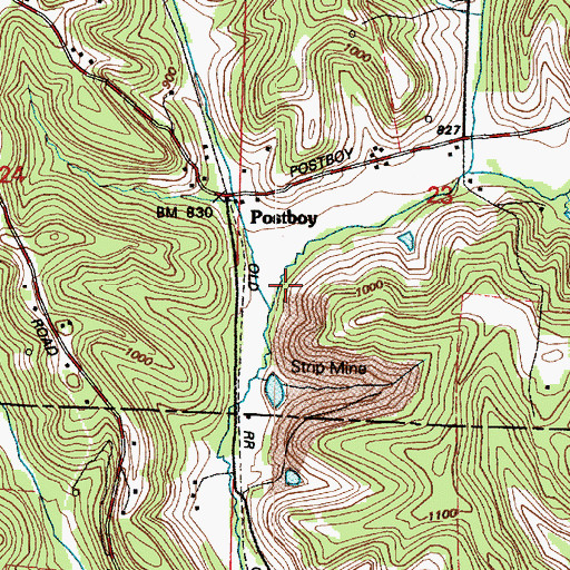 Topographic Map of Postboy Creek, OH