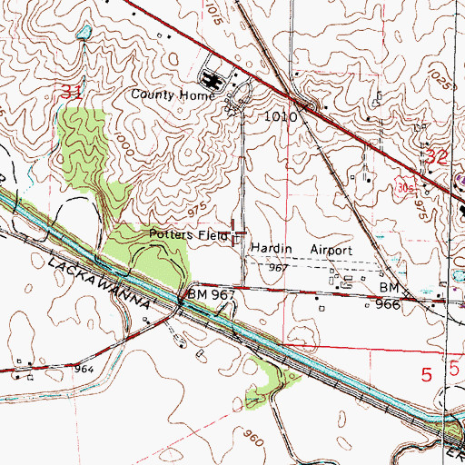 Topographic Map of Potters Field, OH