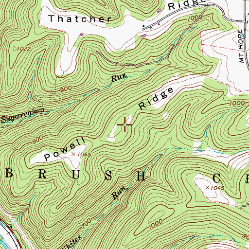 Topographic Map of Powell Ridge, OH