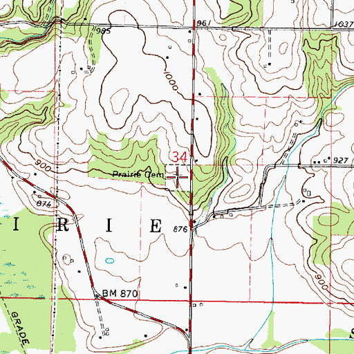 Topographic Map of Prairie Cemetery, OH