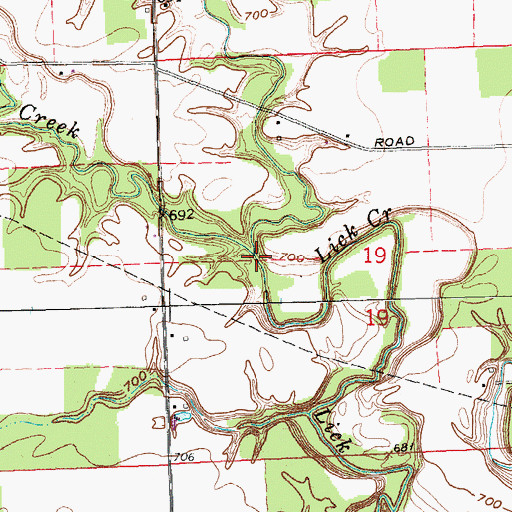 Topographic Map of Prairie Creek, OH