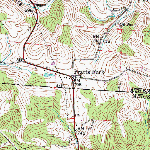 Topographic Map of Pratts Fork, OH