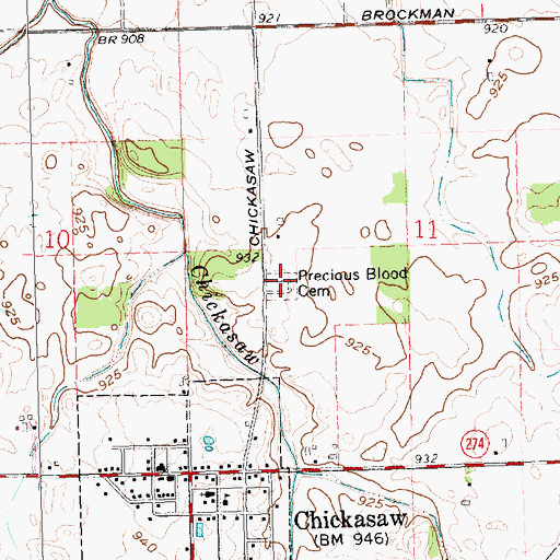 Topographic Map of Precious Blood Cemetery, OH
