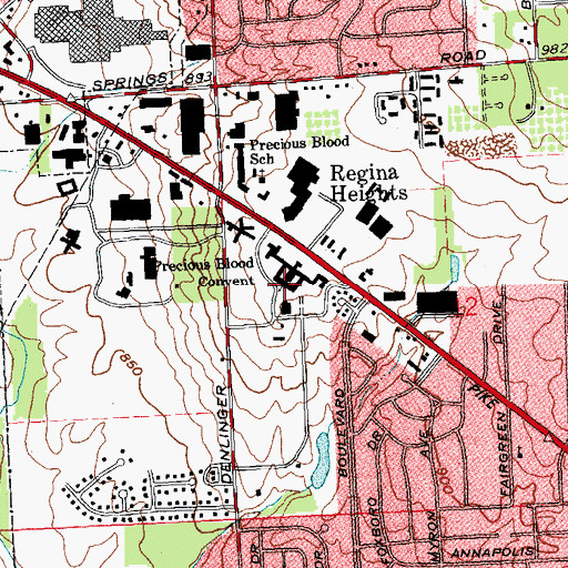 Topographic Map of Precious Blood Convent, OH