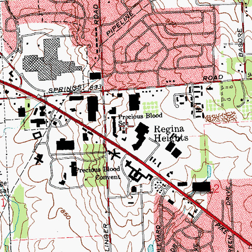 Topographic Map of Precious Blood School, OH