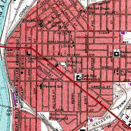 Topographic Map of Prentice Park, OH