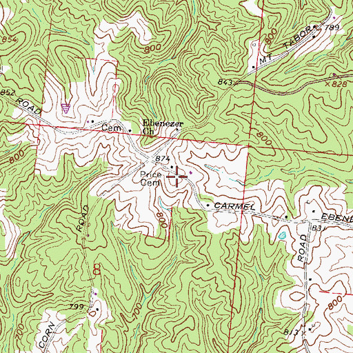 Topographic Map of Price Cemetery, OH